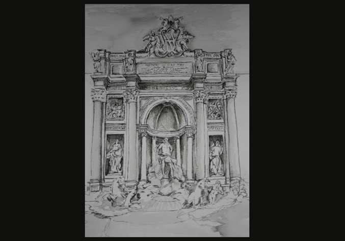 Architectural Illustrations - Fontana de Trevi